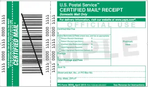 certified mail receipt cost