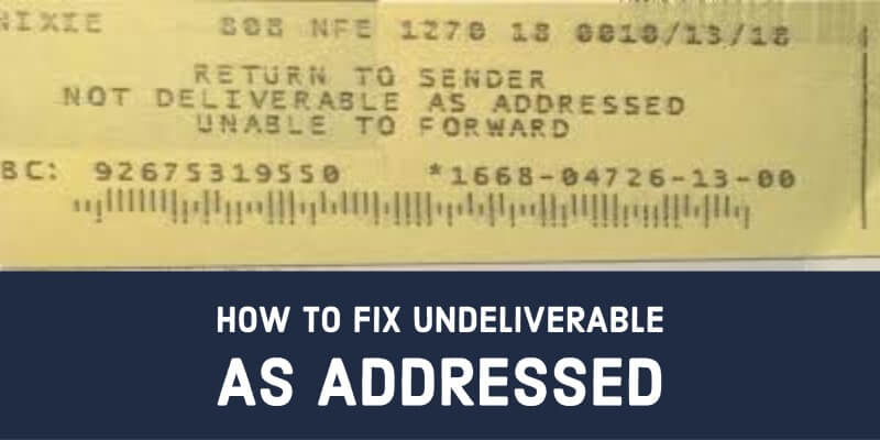 fix undeliverable as addressed