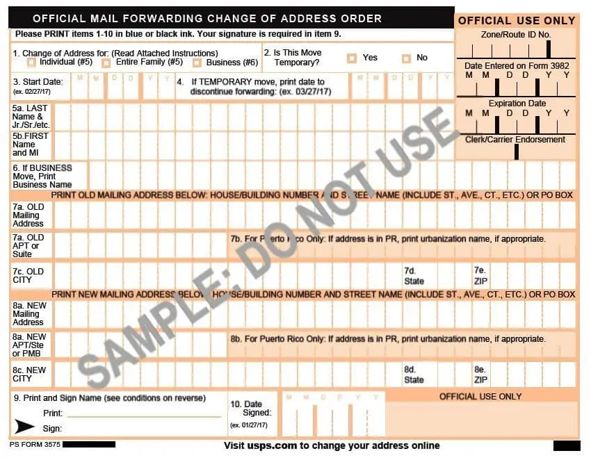 Mail forwarding form_3575