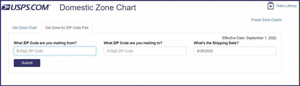 USPS Zone Chart 1