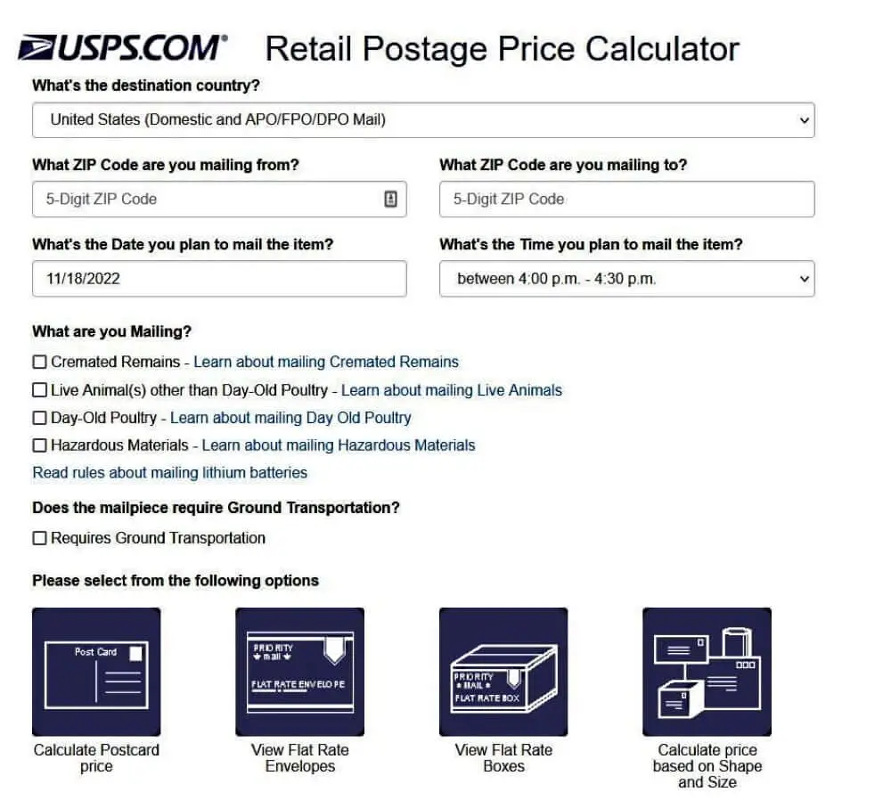 USPS Media Mail Calculator